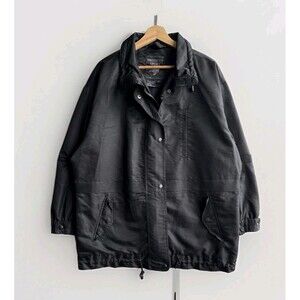 Bromley Sport Button Front Rain Jacket Men’s Medium Black Lined Coat Outdoor